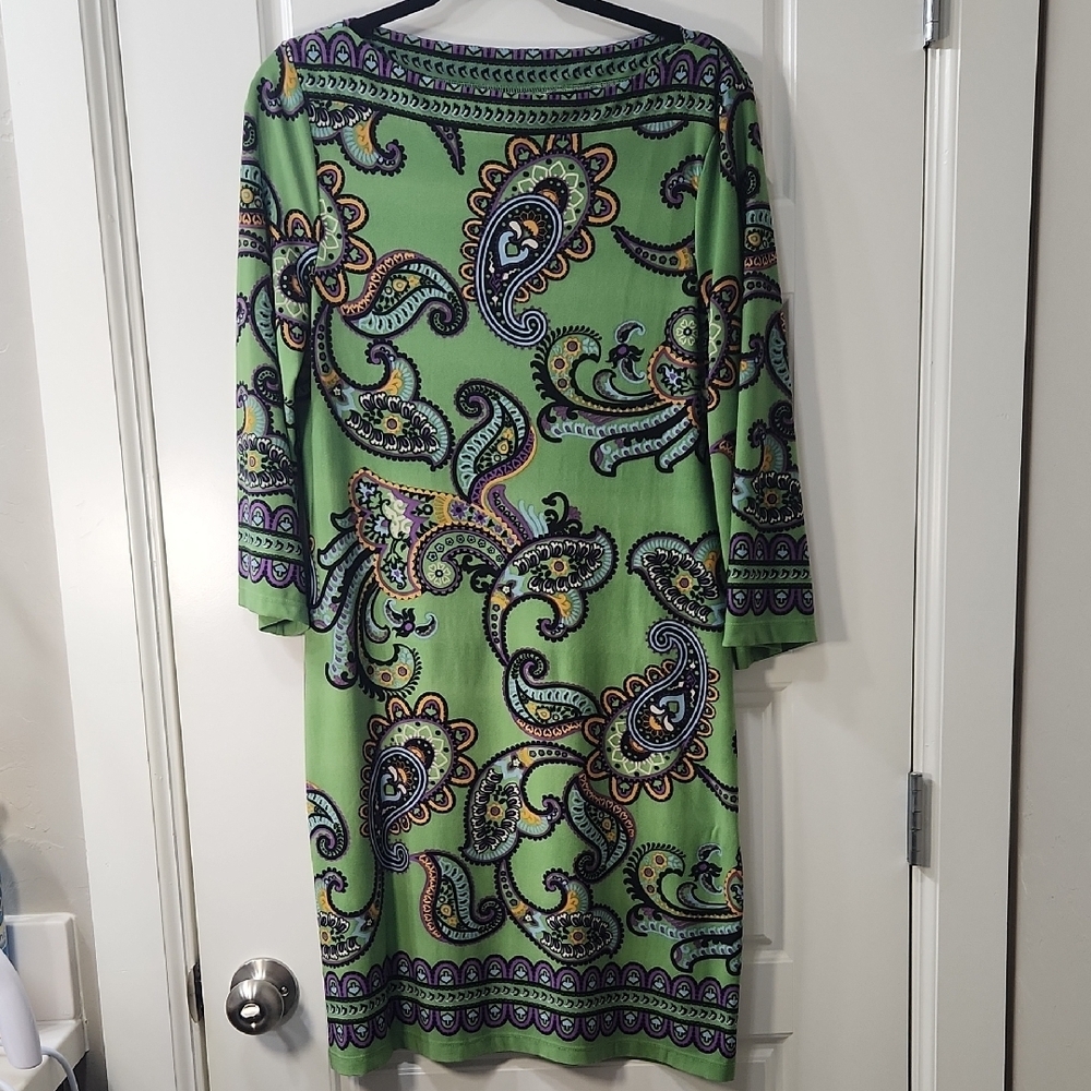 Beige by eci Green Paisley Long Sleeve Dress Size 10